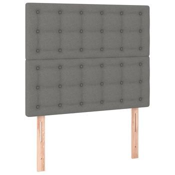 Pack 2 Uds Cabeceros Cama | Panel De Cabeceras De Tela Gris Oscuro 100x5x78/88 Cm