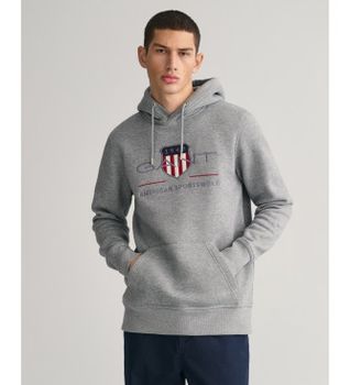 Gant para hombre. 2047082 Sudadera con capucha Archive Shield gris (L), Casual, Algodón, Manga larga