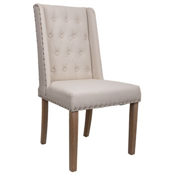 Silla de madera tapizada color crema 53x53x48/102