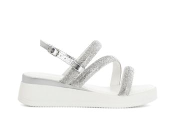 sandalias asimétricas con pedrería silver 39