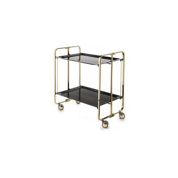 Carrito Auxiliar Plegable Bauhaus Dorado Con Ruedas – 2 Niveles Y 4 Posiciones,,negro