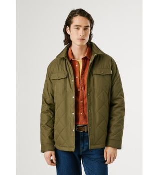 Pepe Jeans para hombre. PM4027197 Chaqueta Quilted Work verde (XL), Casual, Algodón, Manga larga