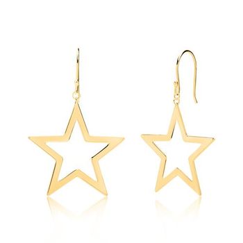 Pendientes estrella de plata 925 dorada