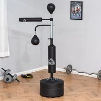 saco de boxeo de pie homcom acero pu hdpe 88x50x160-230 cm negro