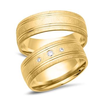 Alianzas 8 quilates oro amarillo 3 diamantes