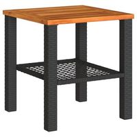 mesa de jardin  mesa de exterior ratan sintetico madera acacia negro 40x40x42 cm