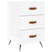 mesita de noche con 3 cajones 40 x 40 x 66 cm madera contrachapada blanco brillo dec033497