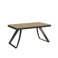 mesa extensible 90x160420 cm efecto madera roble natural hierro