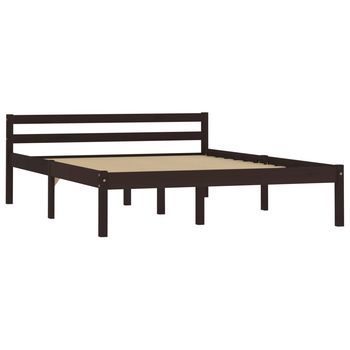 Estructura De Cama Madera Maciza Pino Marrón Oscuro 140x200 Cm