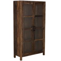 vitrina de madera artesanal de 2 puertas marron 100x40x180h cm