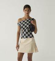 laagam para mujer m2033 top tate de cuadros asimetrico negro s casual poliester sin mangas  tirantes