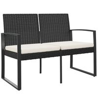 banco de jardin de 2 plazas  banco de exterior  silla de jardin con cojines pp aspecto ratan negro