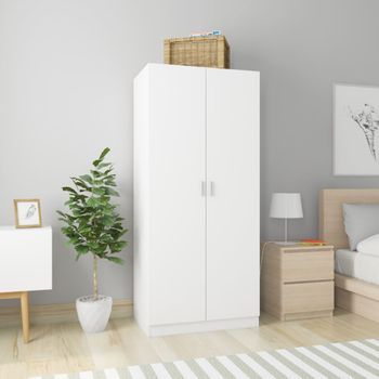 Armario De Almacenamiento | Armario De Madera Contrachapada Blanco 80x52x180 Cm Cfw740370