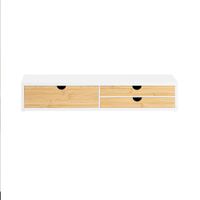 soporte para monitor con 3 cajones blanco y natural