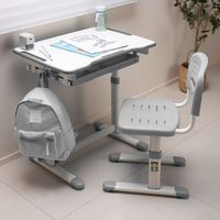 set de mesa escritorio y silla infantil sala regulable altura - gris encasa