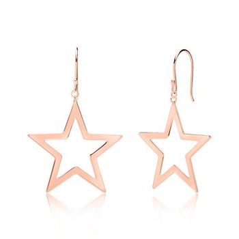 Pendientes estrellas de plata 925 chapada en oro rosa