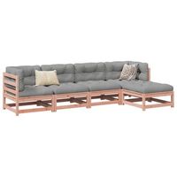 juego de sofas de jardin 5 uds  mueble jardin mesa y sillas madera maciza de abeto douglas cfw33358