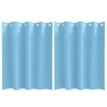 Cortinas Opacas Con Anillas 2 Uds. Azul Claro 140 X 140 Cm Vidaxl