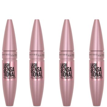 Maybelline Lash Sensational Volumising and Thickening Eyelash Lengthening Mascara - 01 Very Black (Pack of 4)