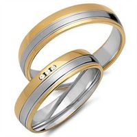 alianzas 14 quilates oro amarillo-blanco 3 diamantes