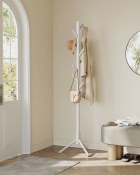 Perchero en forma de árbol de madera maciza de color beige