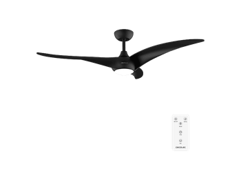 Ventilador de techo - Cecotec EnergySilence Aero 5295 Black, Motor DC 40 W, Luz LED 18 3 tonalidades, Mando a distancia, 6 velocidades, Negro