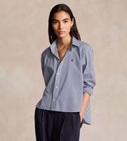 polo ralph lauren para mujer 211891419001 camisa recortada de algodon con rayas azul xxs casual manga larga