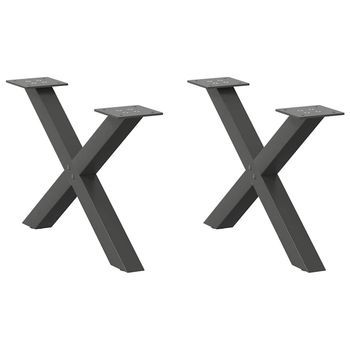 Patas Para Mesa De Centro En Forma De X (2 Unidades), Antracita, 60 X (30-31) Cm, Acero Vidaxl