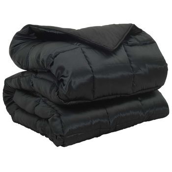 Edredón | Duvet De Invierno Negro 200 X 240 Cm Satén Y Microfibra