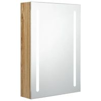 armario de bano  mueble bano con espejo y led color roble 50x13x70 cm