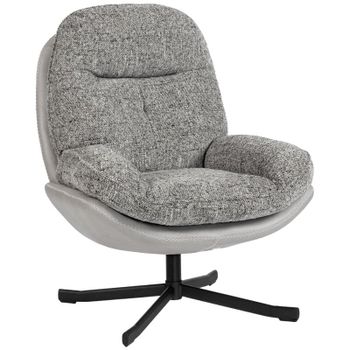 Homcom Butaca De Salón Moderna Tapizado En Chenilla Y Cuero Pu Base Cruz Gris
