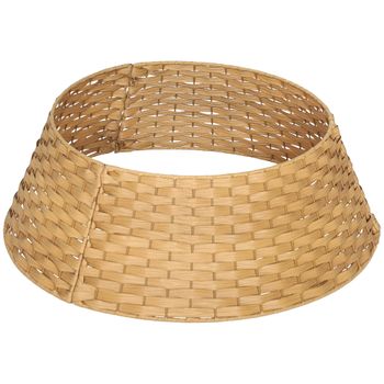 HOMCOM Falda para Árbol de Navidad Rústico Diseño Tejido Cubre Pie para Árbol de Navidad para Fiestas Ø68x22 cm Natural Aosom España
