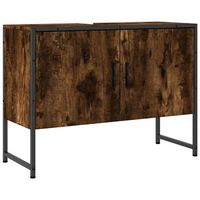 armario lavabo bano  mueble bano madera ingenieria roble ahumado 80x33x60 cm