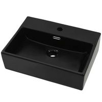 lavabo de bano moderno  lavabo con orificio para grifo ceramica negro 515x385x15 cm