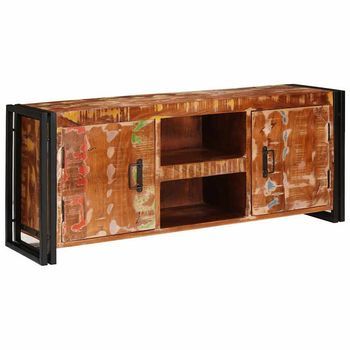 Mueble De Tv | Mueble De Salón | Gabinete De Tv Con Estante Multicolor Madera Maciza Reciclada