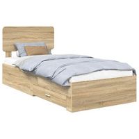 estructura de cama con cajon roble sonoma 75 x 190 cm vidaxl