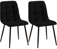 set de 2 sillas de comedor tilde tela negro 55x45x84 cm