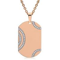 cadena de acero inoxidable rosa dog tag colgante circonita