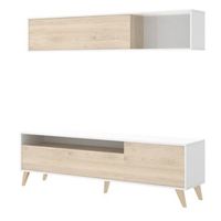 conjunto muebles de salon barcelona blanco y cambria 180x51 cm