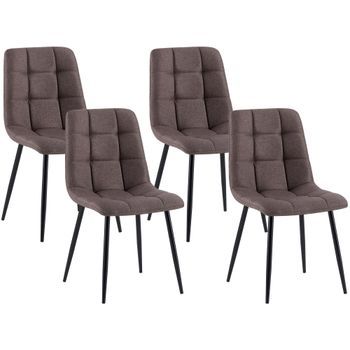 Juego De 4 Sillas De Comedor Antibes Tapizadas En Tela Marrón 55x45x84 Cm Clp