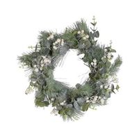 corona de navidad verde material sintetico madera natural nieve artificial diseno tradicional redondo 54 cm jurmu