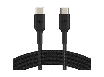 Cable USB - Belkin trenzado USB-C a USB-C, 15cm, Compatibilidad Universal, 60W, Negro