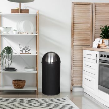 Cubo de basura de acero de 50 litros negro