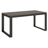 mesa extensible moderna tiroz de 6 a 20 plazas l 180 a 440 cm estructura de madera oscura y metal antracita-soporte 2 pies