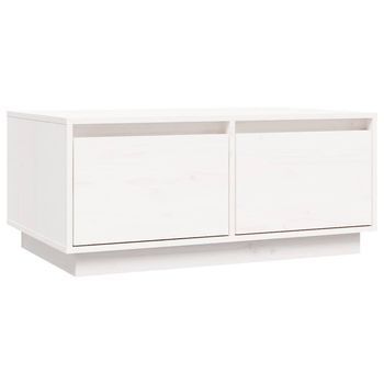Mesa De Café - Mesa De Centro De Madera Maciza De Pino Blanco 80x50x35 Cm