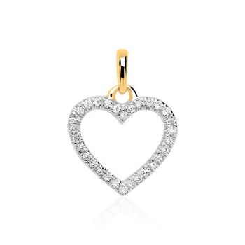 14 quilates colgante de oro corazón para mujer con diamantes