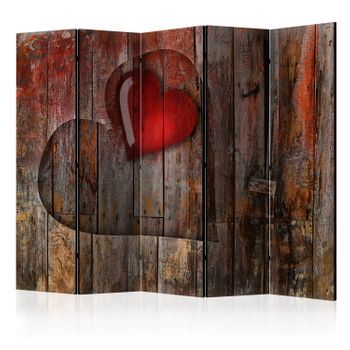 Biombo - Heart On Wooden Background Ii [room Dividers]