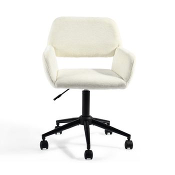 Cómoda y elegante silla de oficina beige con reposabrazos