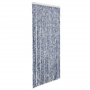 Cortina Mosquitera | Mosquitera Chenilla Azul Blanco Y Plateado 100x220 Cm