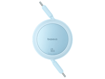 Cable USB-C - Baseus Free2Pull, Retráctil, Tipo C a C, de 100 cm, Universal, 60W, Azul Galaxy